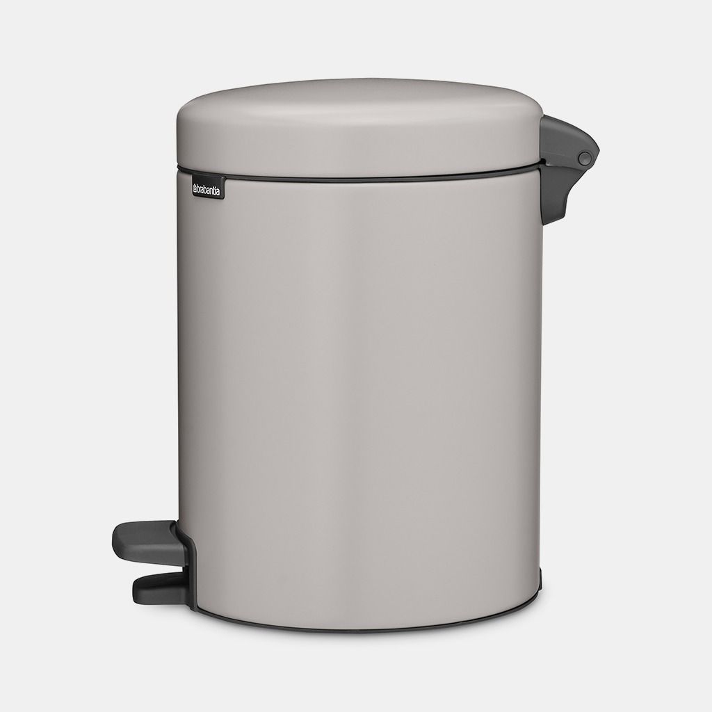 NewIcon Pedaalemmer, 5 liter, kunststof binnenemmer - Soft Grey