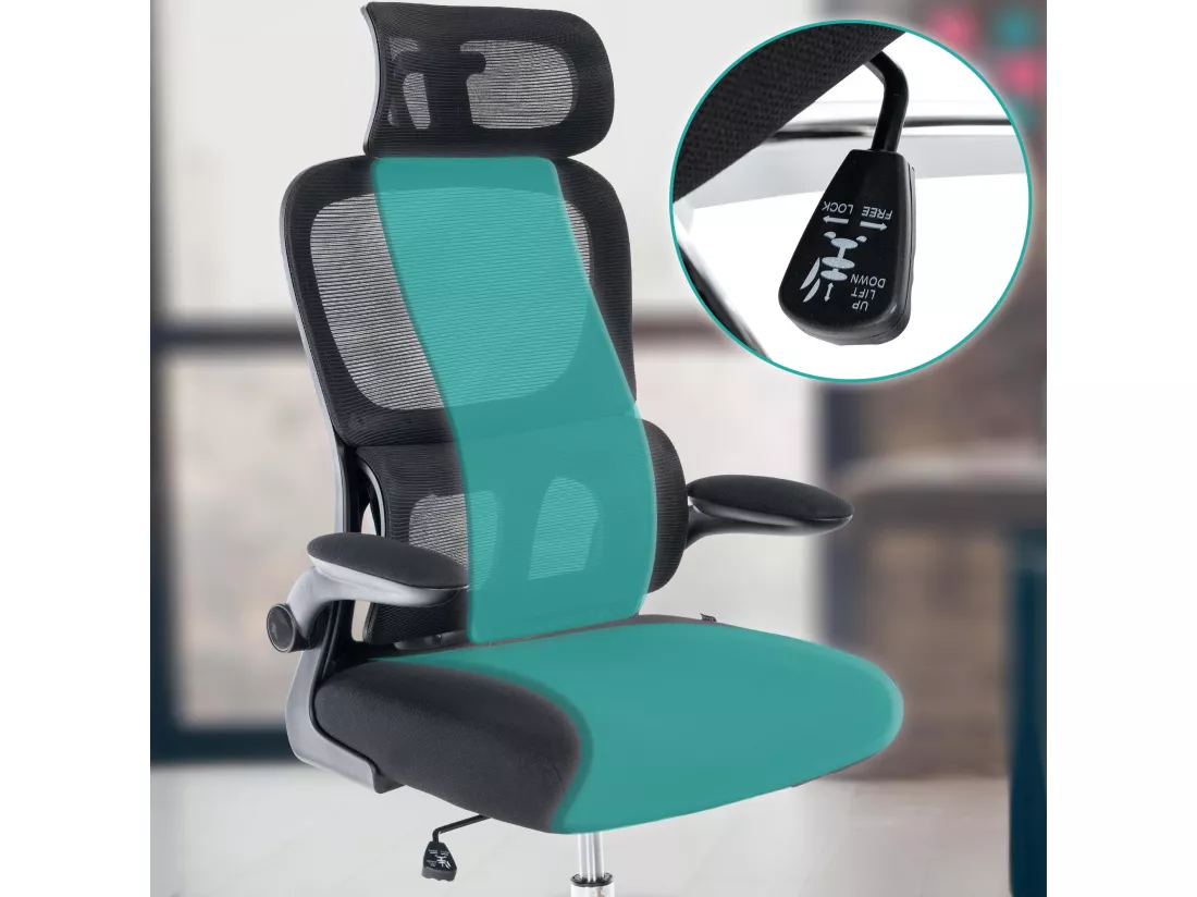 Chaise de bureau - Tissu & Métal chromé - Noir - Overton
