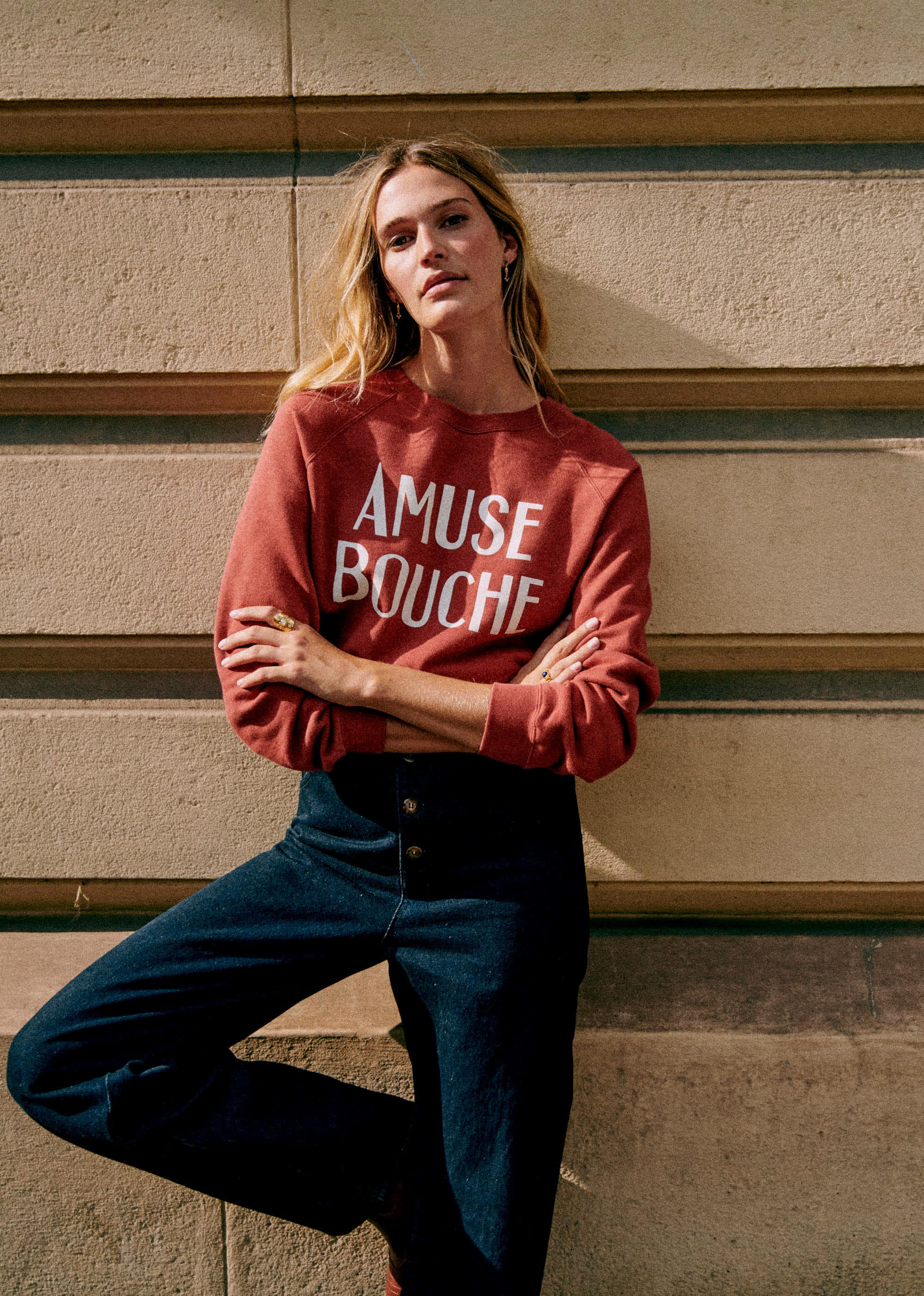 Sweat-Shirt Amuse Bouche - Bois de rose / Ecru - E-SHOP/SWEATS & MARINIÈRES Sweats 5905738