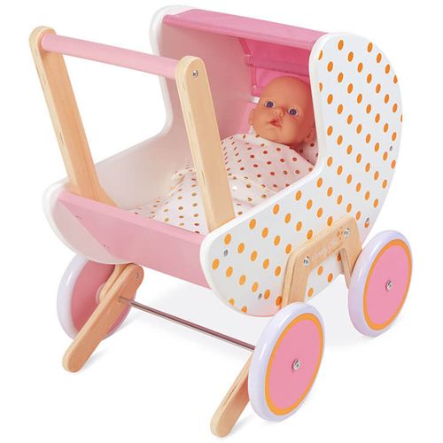 Janod poppenwagen candy chic - stippen