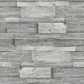 Vliesbehang Stenen muur grijs 103948