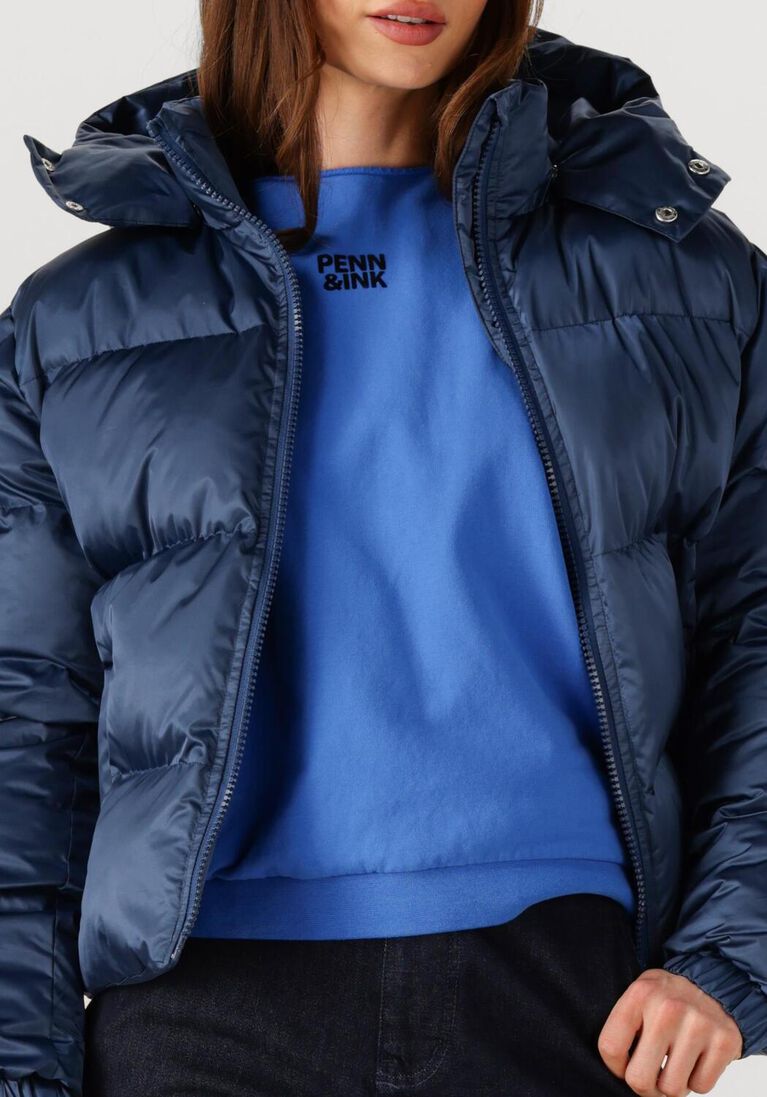 donkerblauwe penn & ink gewatteerde jas jacket