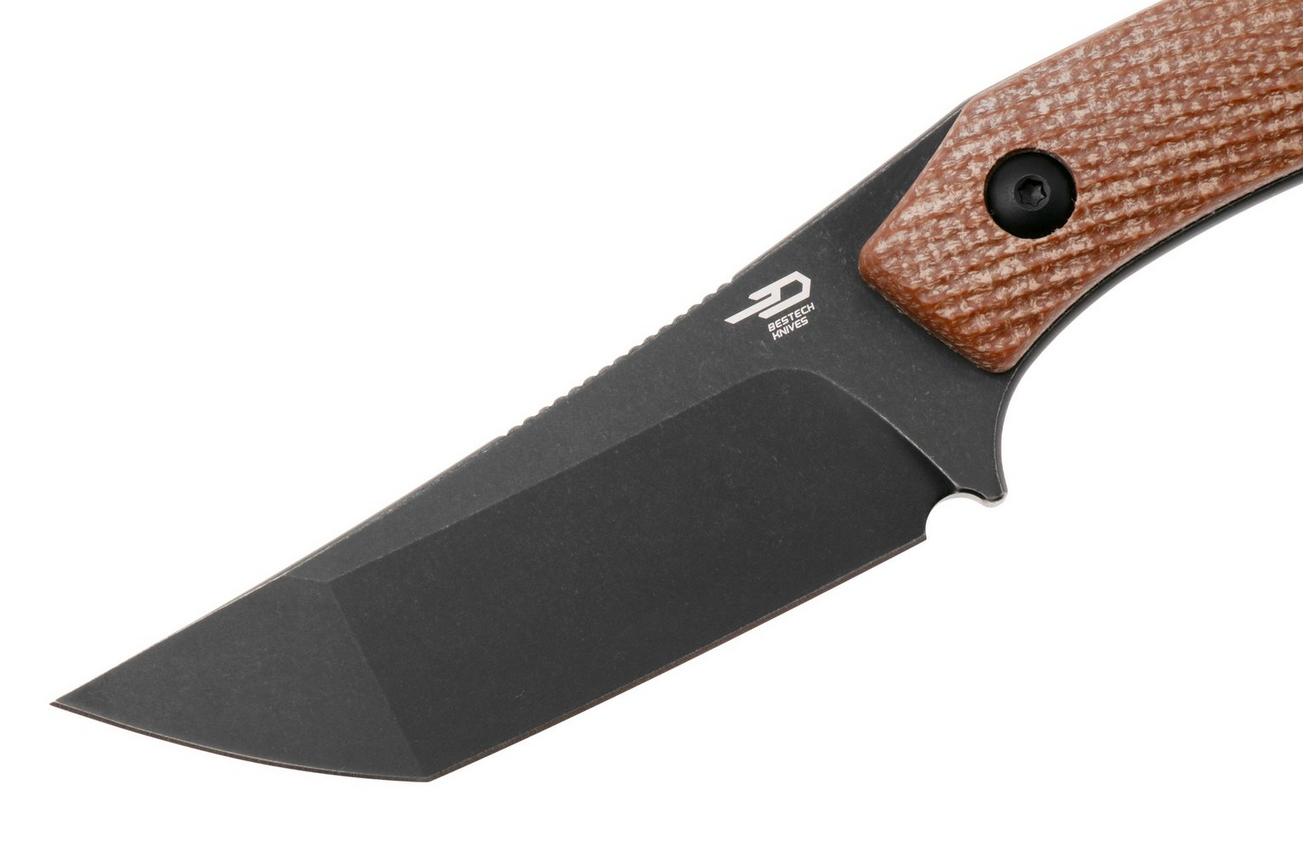 Bestech STEP BFK06D Blackwashed D2, Brown Micarta, vaststaand mes