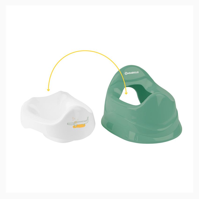 Pot d'apprentissage avec cuvette amovible - Crocodile vert - Ecru