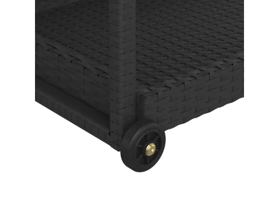 Chariot de bar Noir 100x45x83 cm Résine tressée