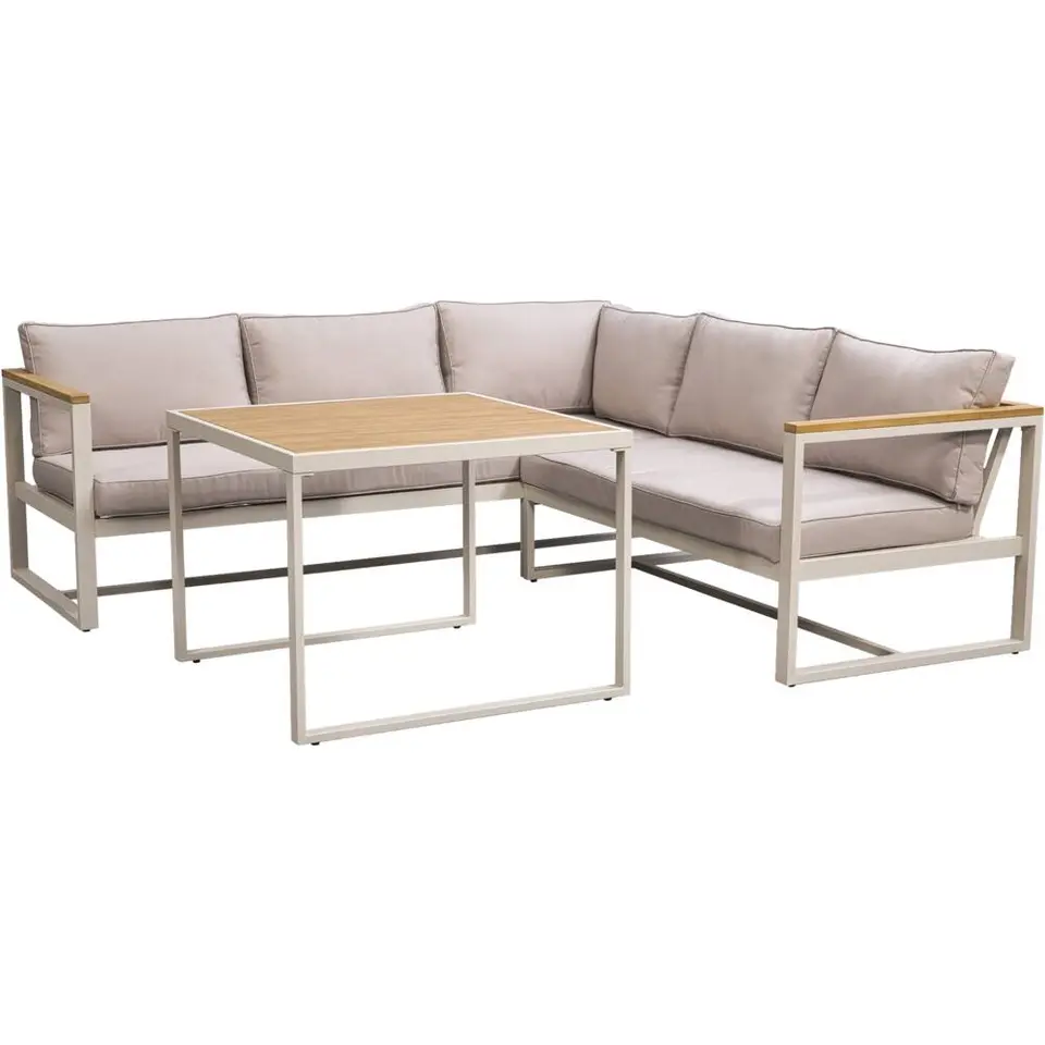 Lounge dining hoekset Sevilla - zand/metaal