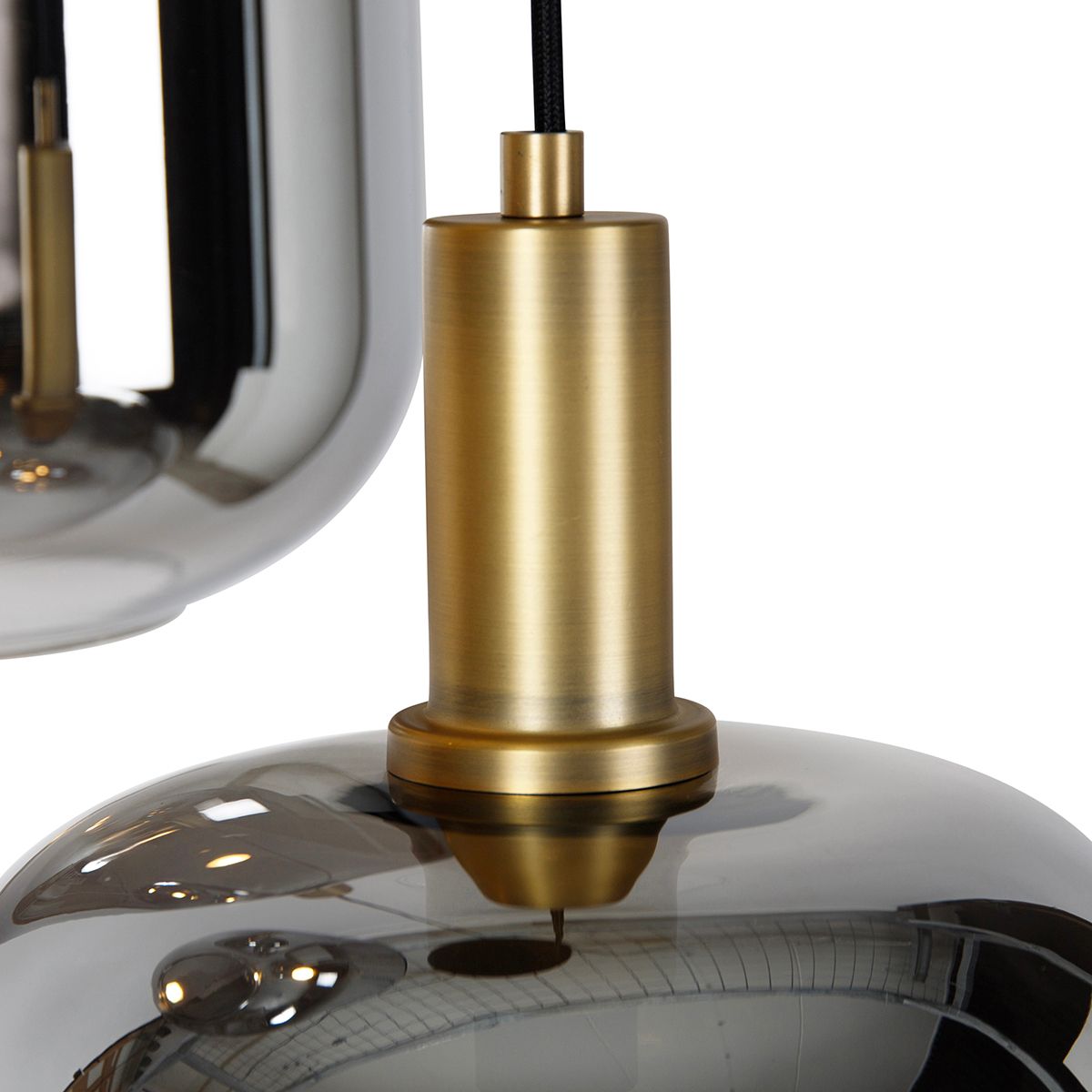 Hanglamp zwart met goud en smoke glas incl. 3 PUCC - Zuzanna
