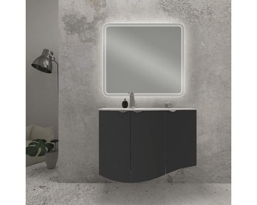 LED badkamerspiegel 100x90 cm, afgeronde stroken, IP 44 (beschermd tegen vreemde voorwerpen en spatwater)
