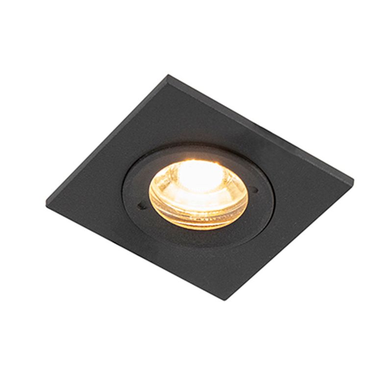 Set van 3 badkamer inbouwspots zwart vierkant IP44 - Xena