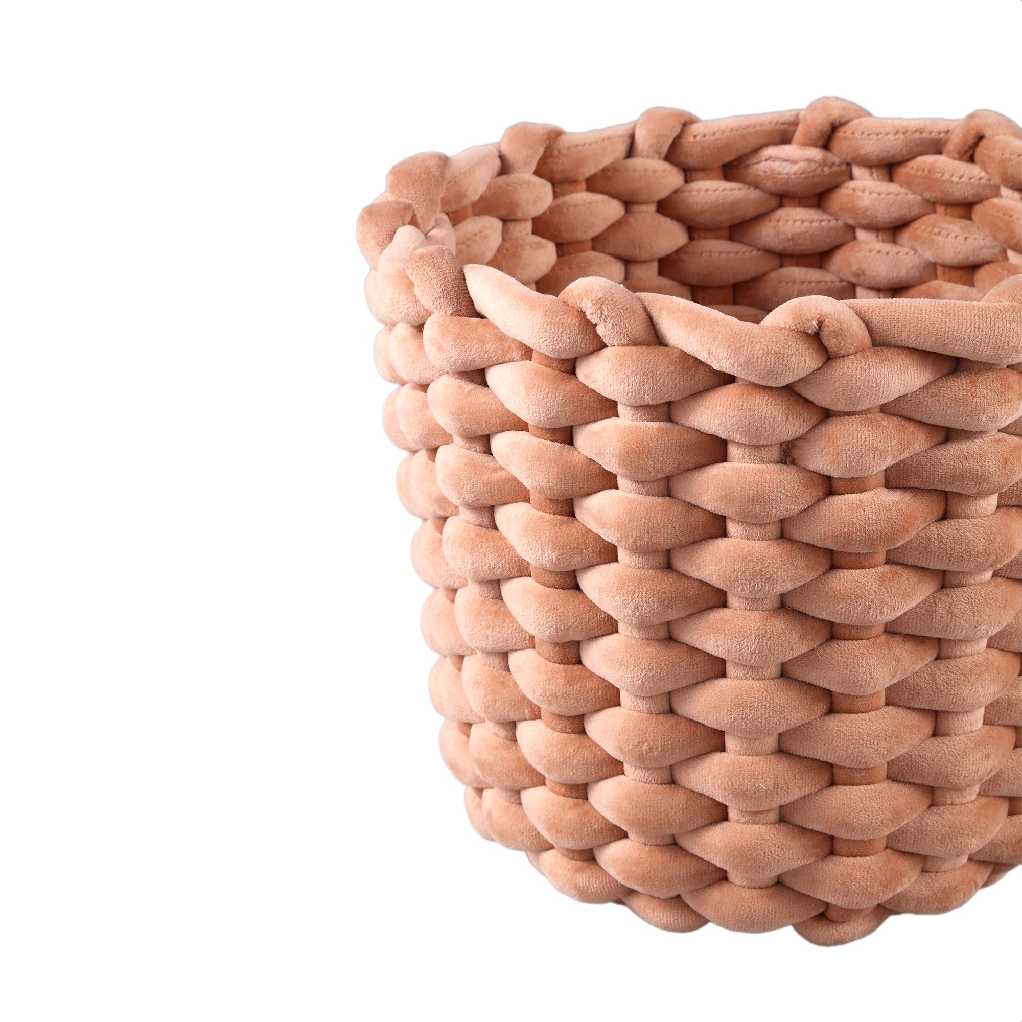 PTMD Olliver Brown Velvet Rope Basket No Handles SV3