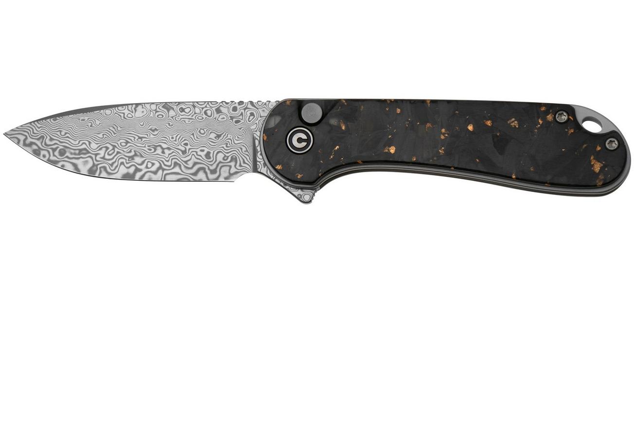CIVIVI Elementum II Button Lock C18062P-10 Damascus, Carbon Fiber Golden Shred, zakmes