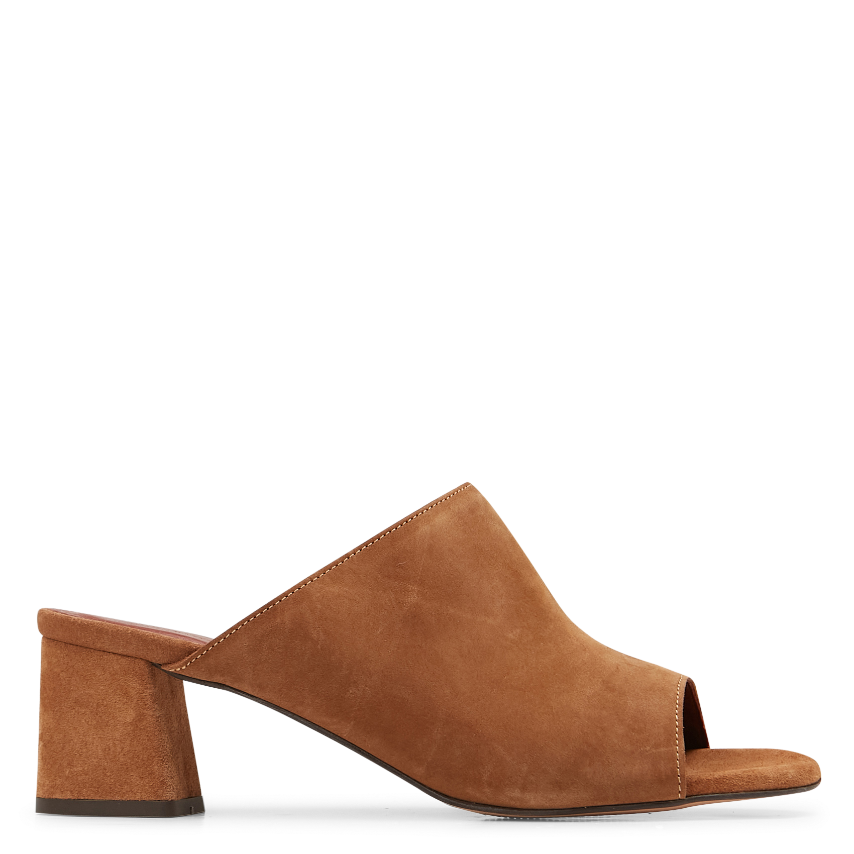 HORIZON 55 - Mules talons mi-hauts en cuir velours | Marron