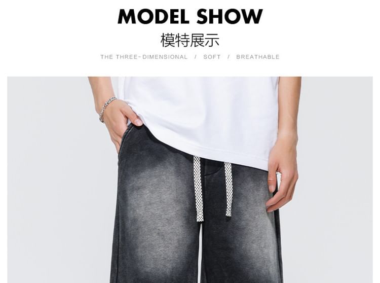 Stone Leo - Gewassen denim shorts met trekkoordtaille