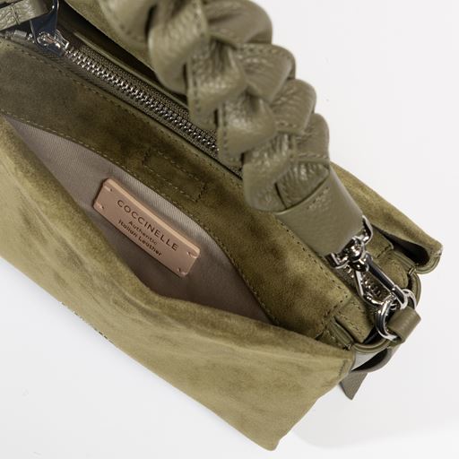 Coccinelle Boheme Suede Small Skuldertaske, Laurel Green