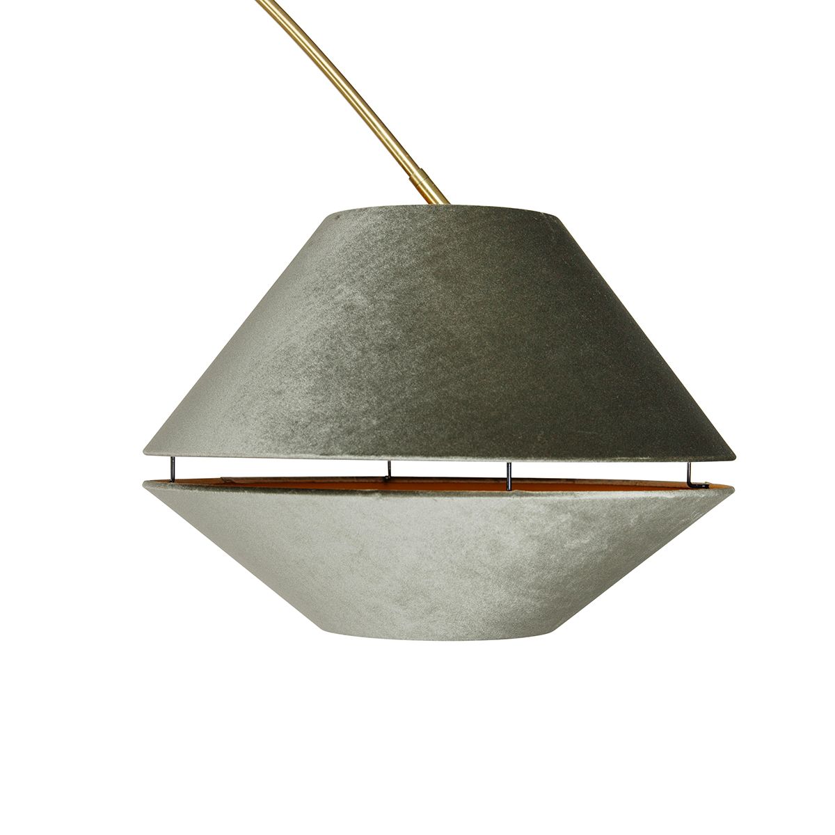 Booglamp messing met wit met dubbele velours kap groen - XXL