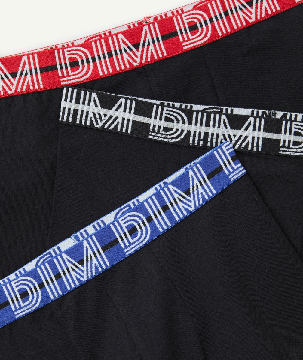 DIMLE LOT DE 3 BOXERS UNIS NOIRS EN COTON STRETCH