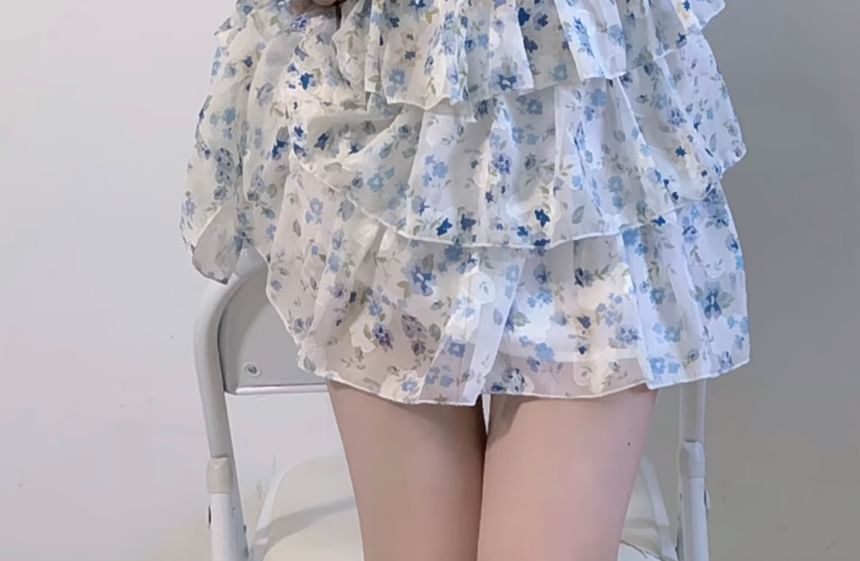 Moonzonite - Effen geribbeld vest met slarand / Mini-zomerjurk met spaghettibandjes en bloemenruffle
