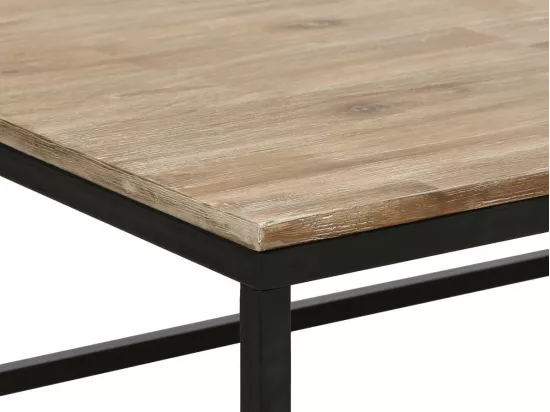 Table basse style industriel en Bois d' Acacia et Métal Noir 115 x 65 x H 32.5 cm