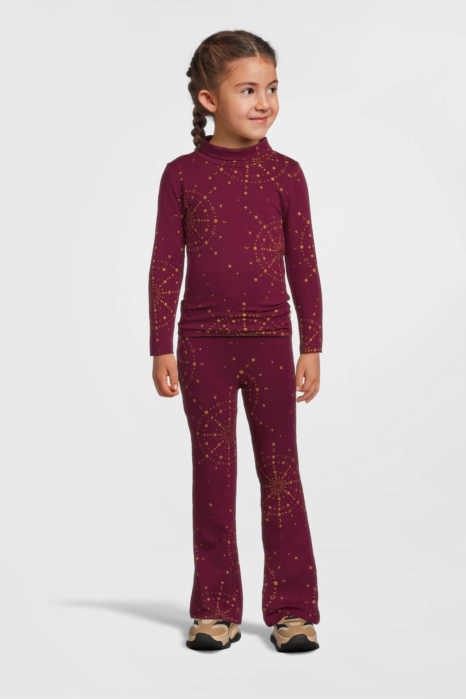 Your Wishes longsleeve met all over print bordeauxrood/goud