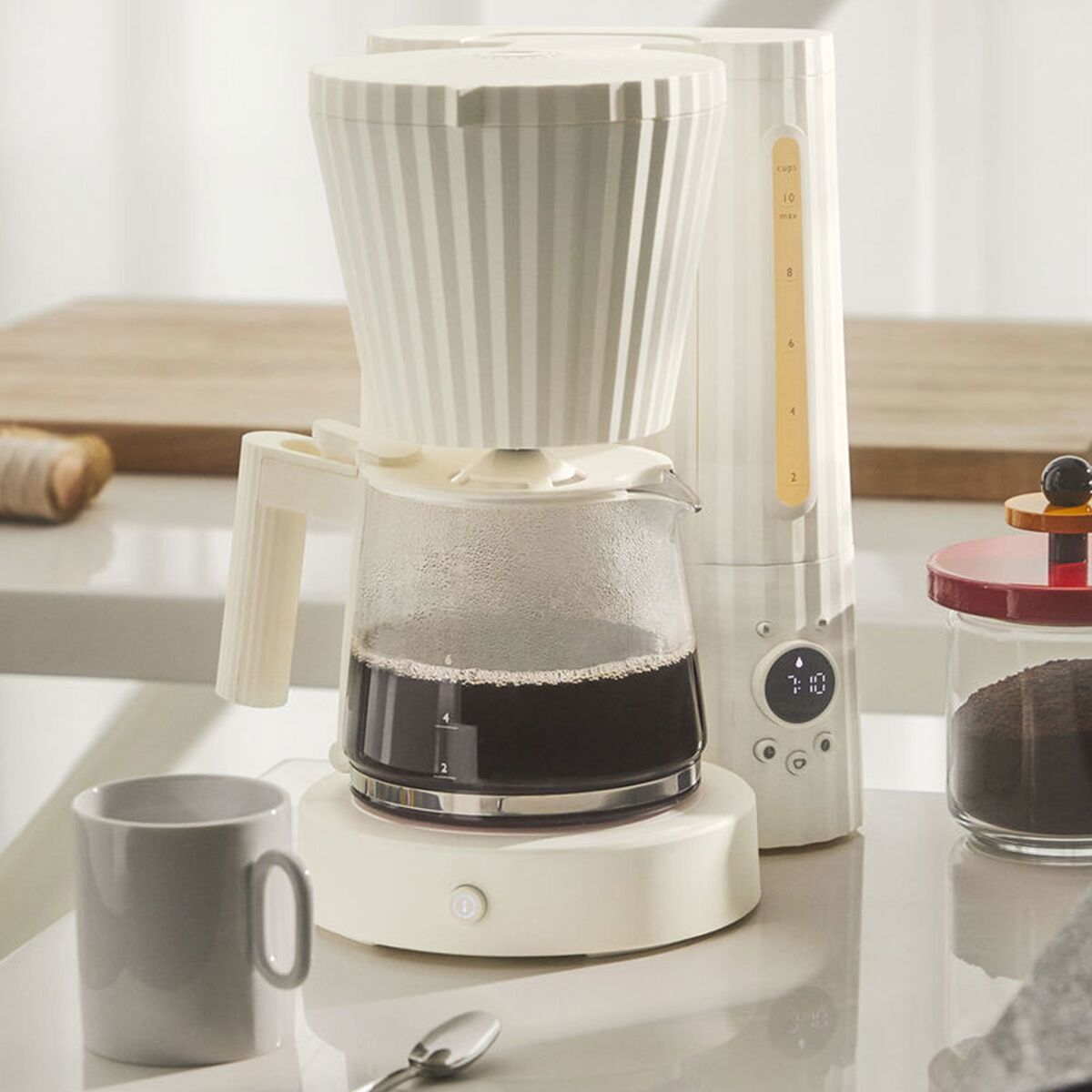 Plissé kaffetrakter, hvit