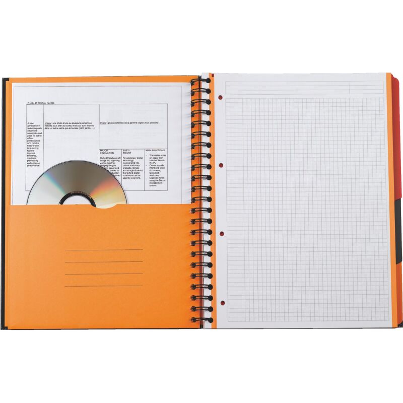 Cahier spirale Filingbook Oxford International A+ 23,3 x 29,8 cm - perforé 4 trous - blanc ligné - 200 pages