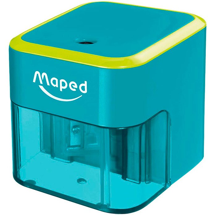 Taille-crayons maped  lectrique a pile 1 trou      diametre 6 a 8mm avec         reservoir bicolore