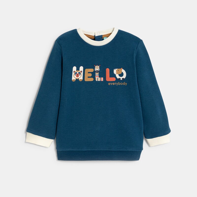 Sweat molleton animaux bleu bébé garçon Bleu