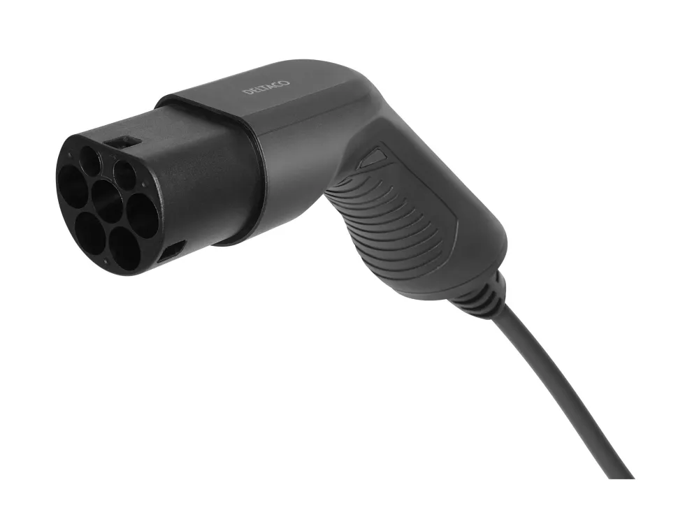 DELTACO e-Charge spiral ladekabel til elbil type 2 stik - 16A - Optil 11 kW - 3-5 meter