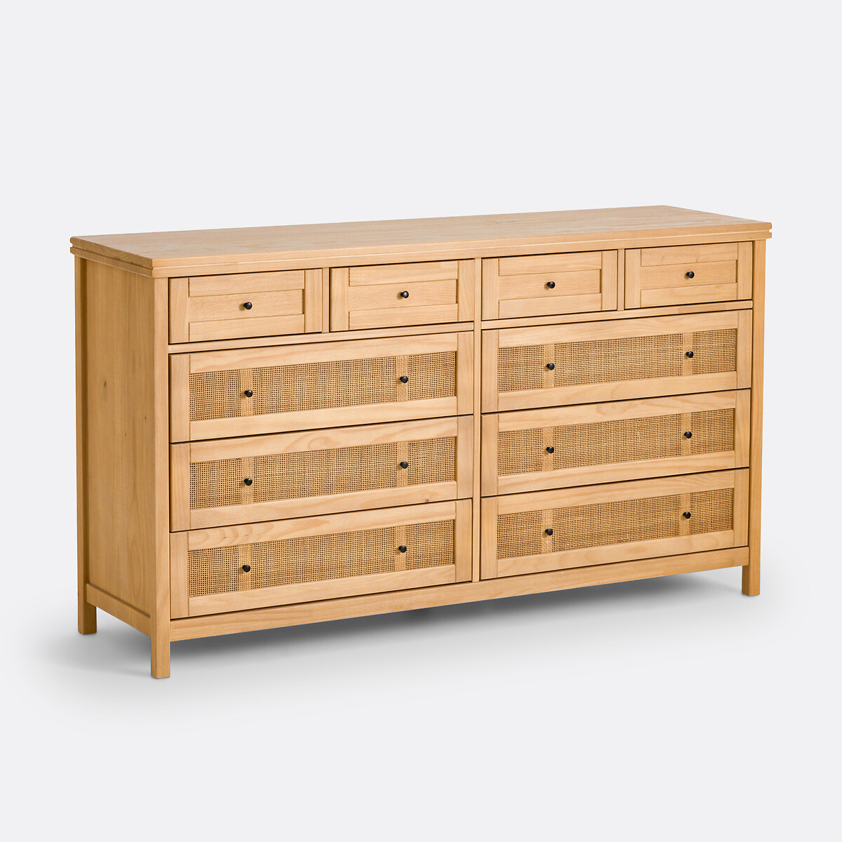 LA REDOUTE INTERIEURS<br>Cômoda de pinho maciço e rattan, 10 gavetas, Gabin