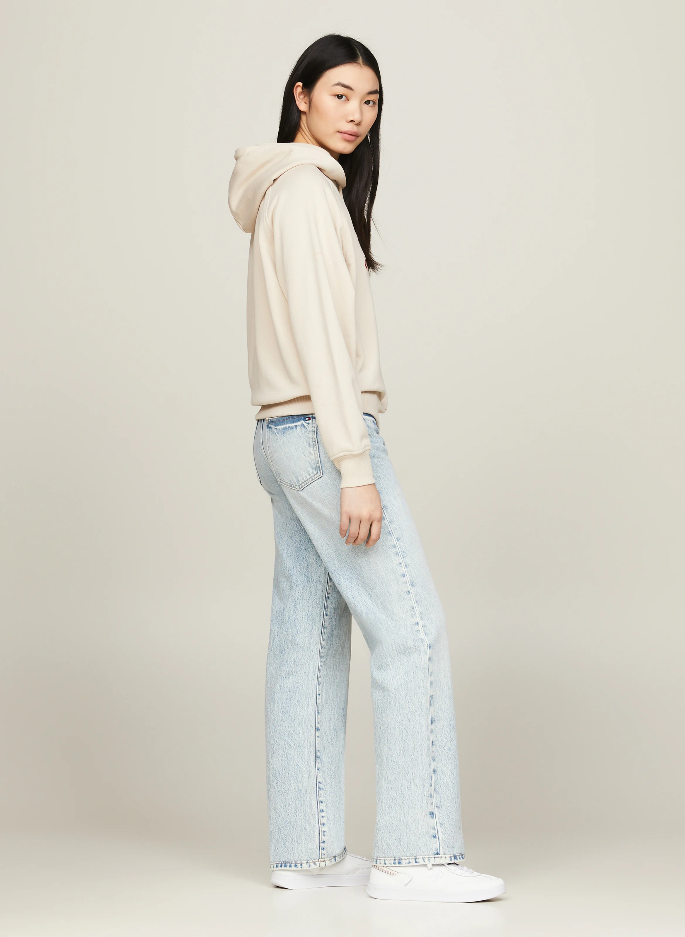 Sweat brodé en coton mélangé | Beige