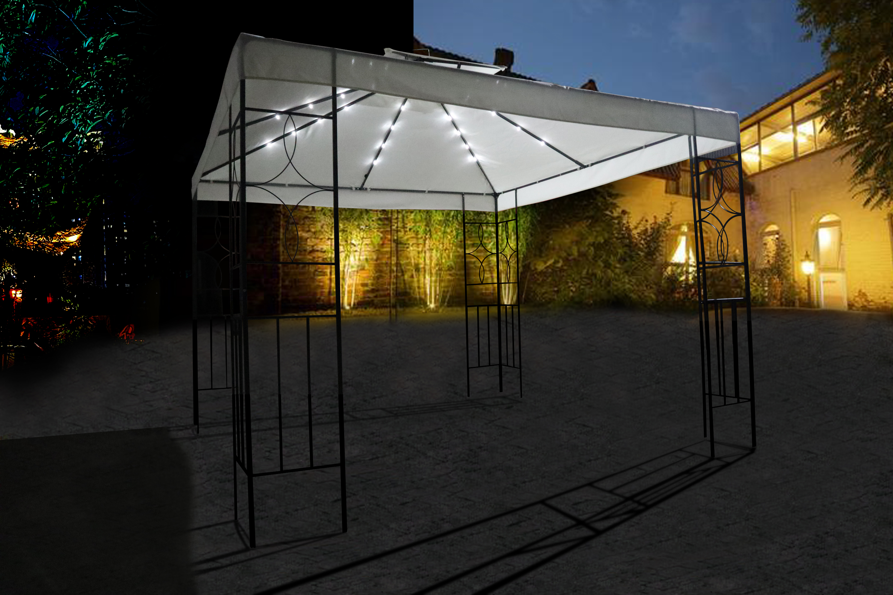 Gartenpavillon LED SUNSET 3 x 3 m beige