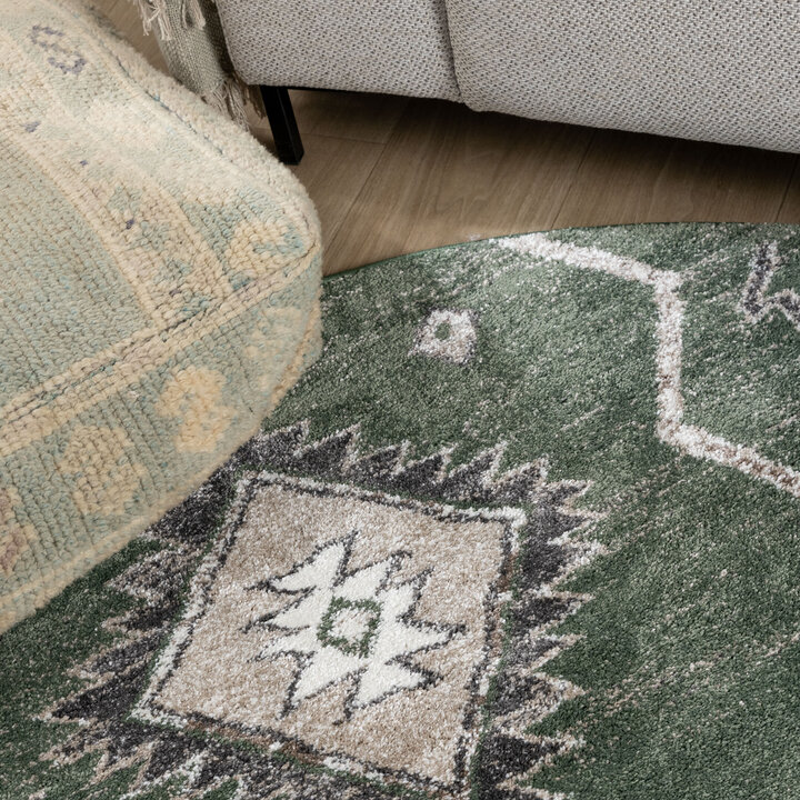 Berber vloerkleed rond - Blend Aztec Groen