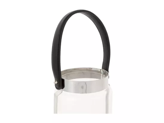 Lanterne en acier inoxydable et cristal argenté 12,5x12,5x23h