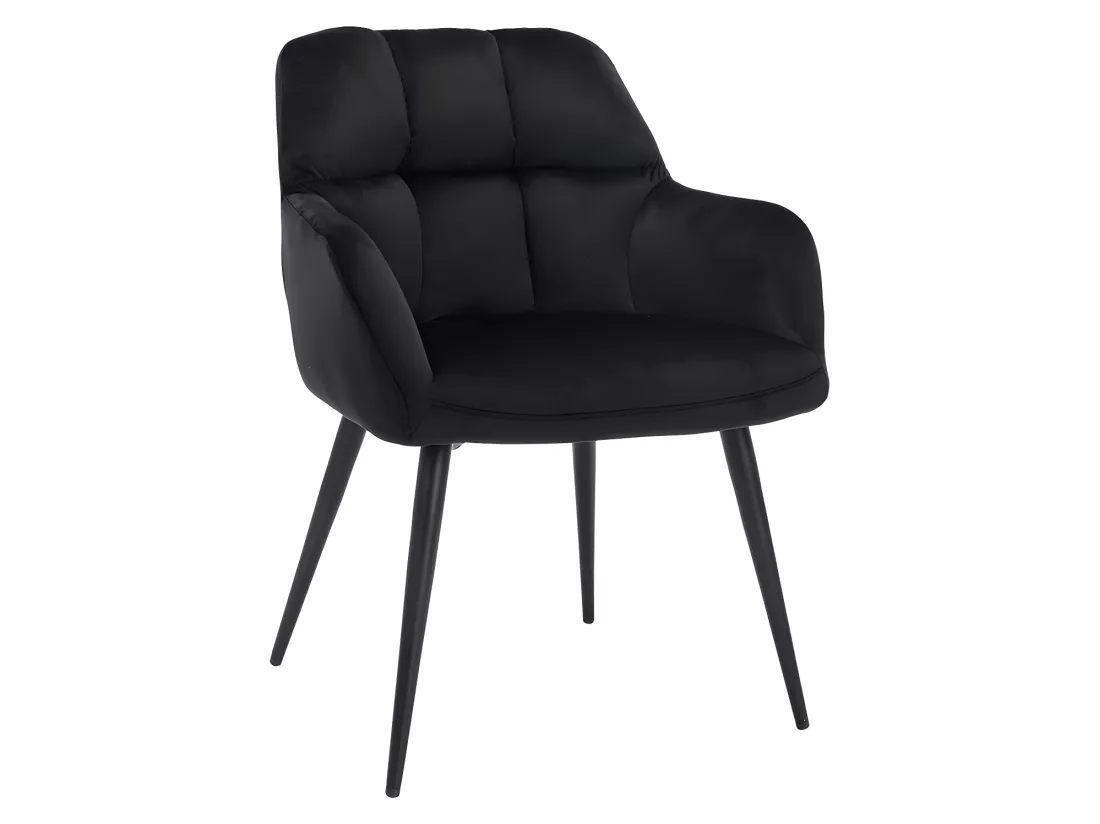 Lot de 6 chaises avec accoudoirs - Velours et métal - Noir - PEGA de PASCAL MORABITO