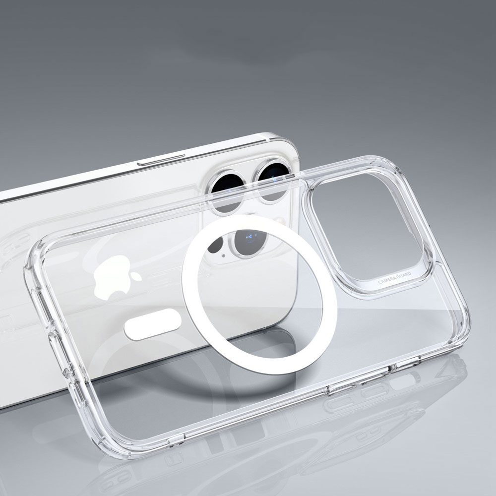 iPhone 14 Pro Max Classic Series MagSafe Hybrid Hülle TPU Bumper Acryl Rückseite   Air Cushion Fallschutz - Transparent