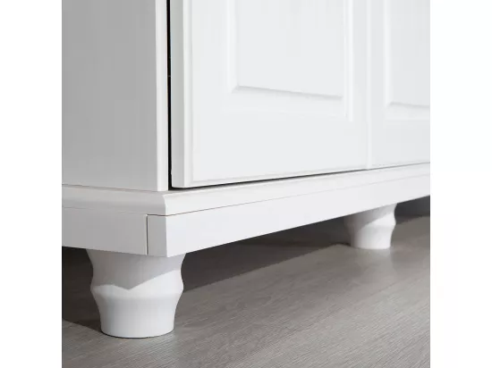 NEDER - Armoire 4 Portes Bois Massif Blanc