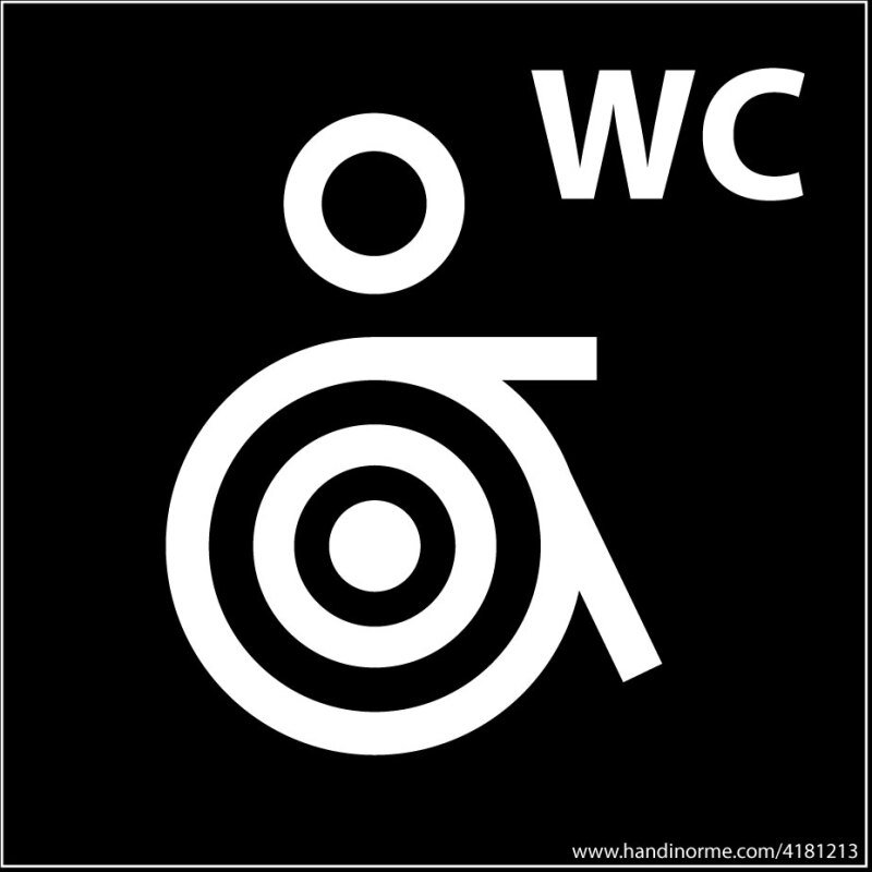 Panneau PRM + WC Marinière - 125 x 125 mm - noir