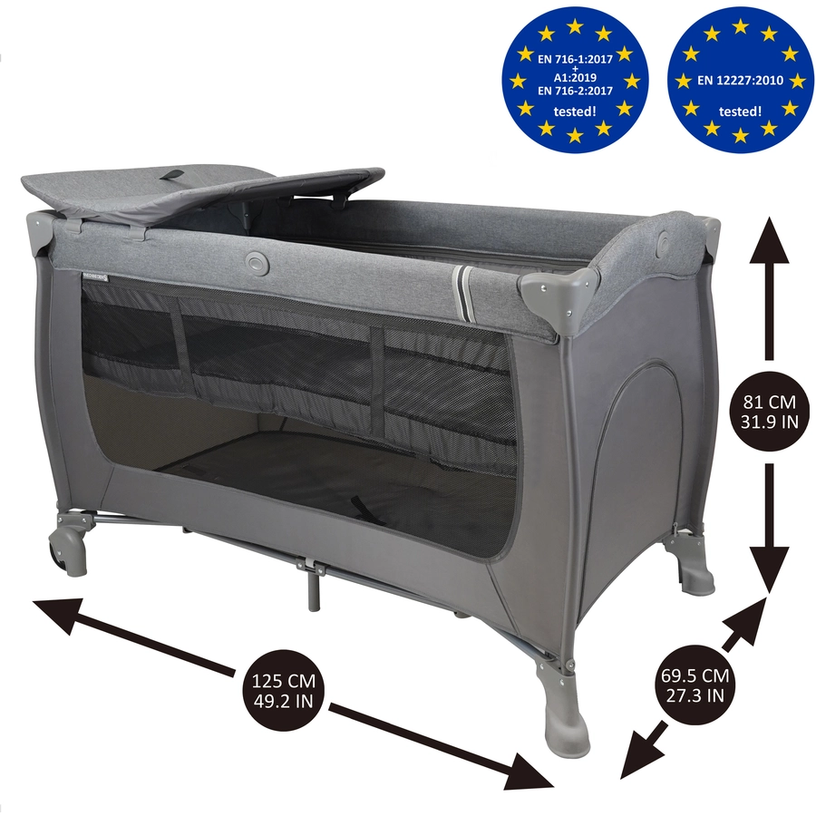 509 Crew Reisebett Play Yard 4 in 1 Melange Grey