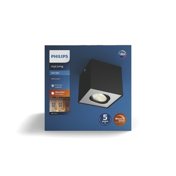 Philips opbouwspot MyLiving Box LED Zwart 4.5W