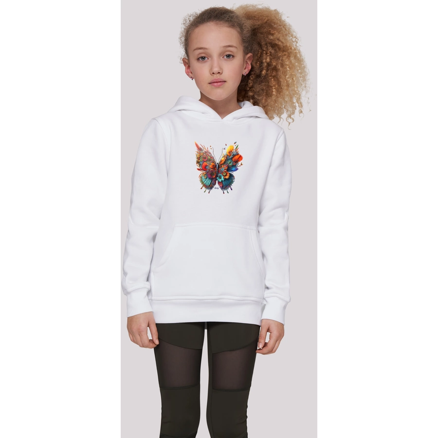 F4NT4STIC Hoodie Schmetterling Blumen weiß