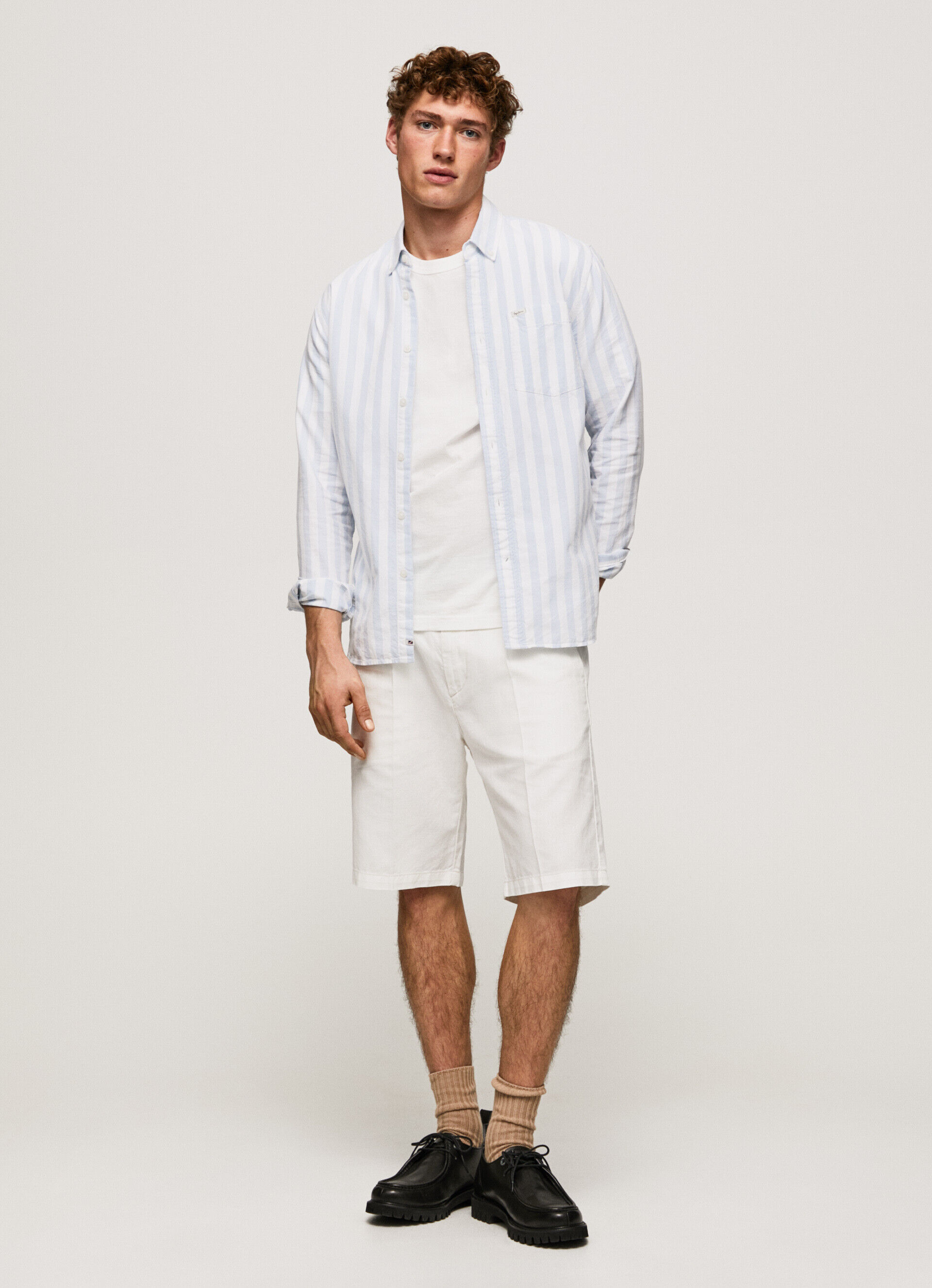 Camisa Oxford listrada LUCIUS SLIM - azul claro