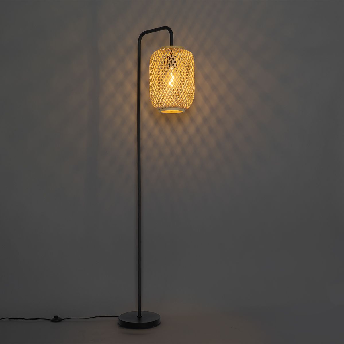Smart vloerlamp bamboe incl. Wifi ST64 - Yvonne
