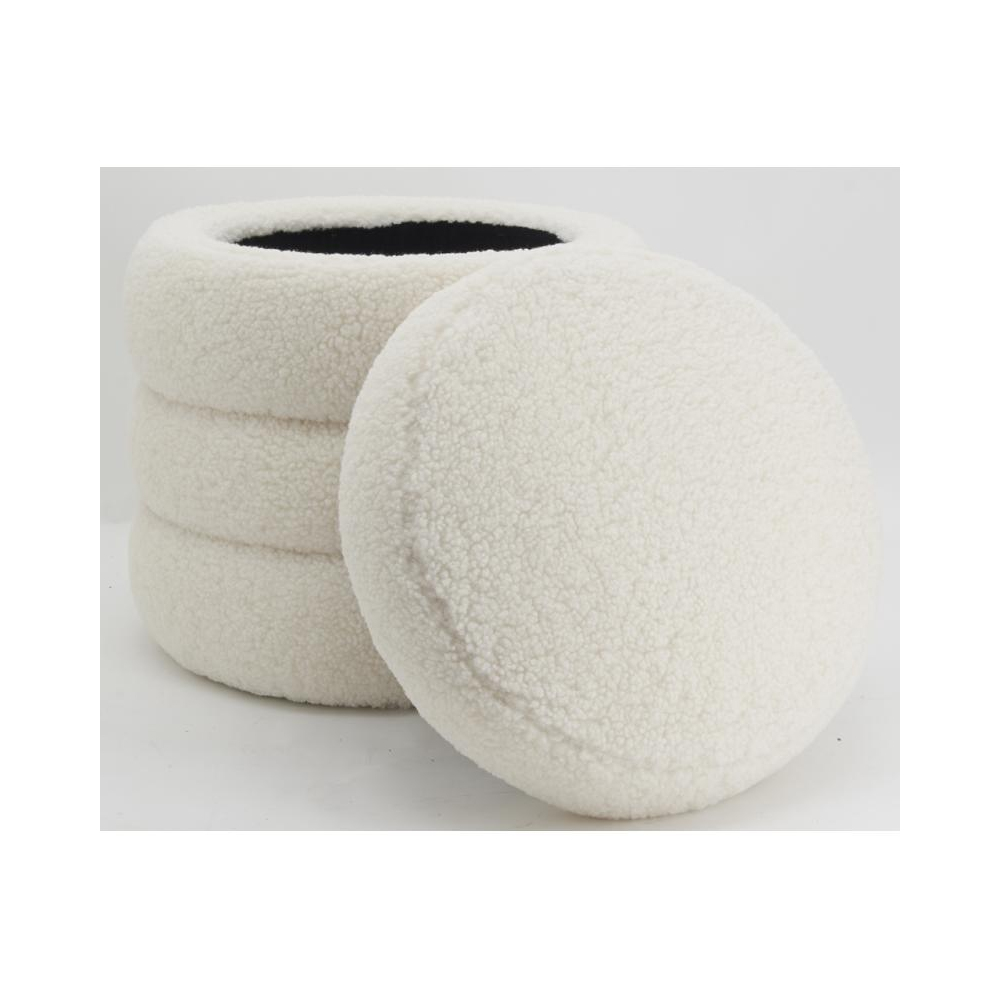 Pouf coffre bouclettes blanc