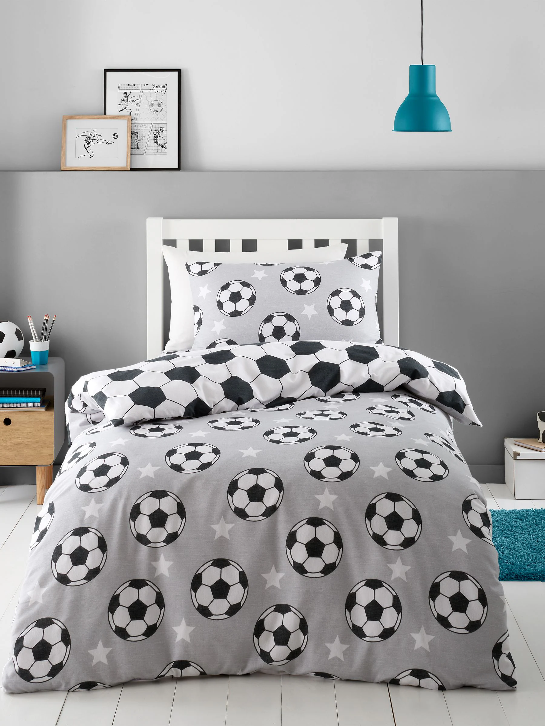 Catherine Lansfield Supersoft 100% geborstelde katoenen voetbal dekbedovertrekset