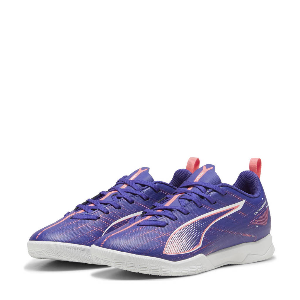 Puma Ultra 5 Playjunior zaalvoetbalschoenen kobaltblauw/wit/koraalrood