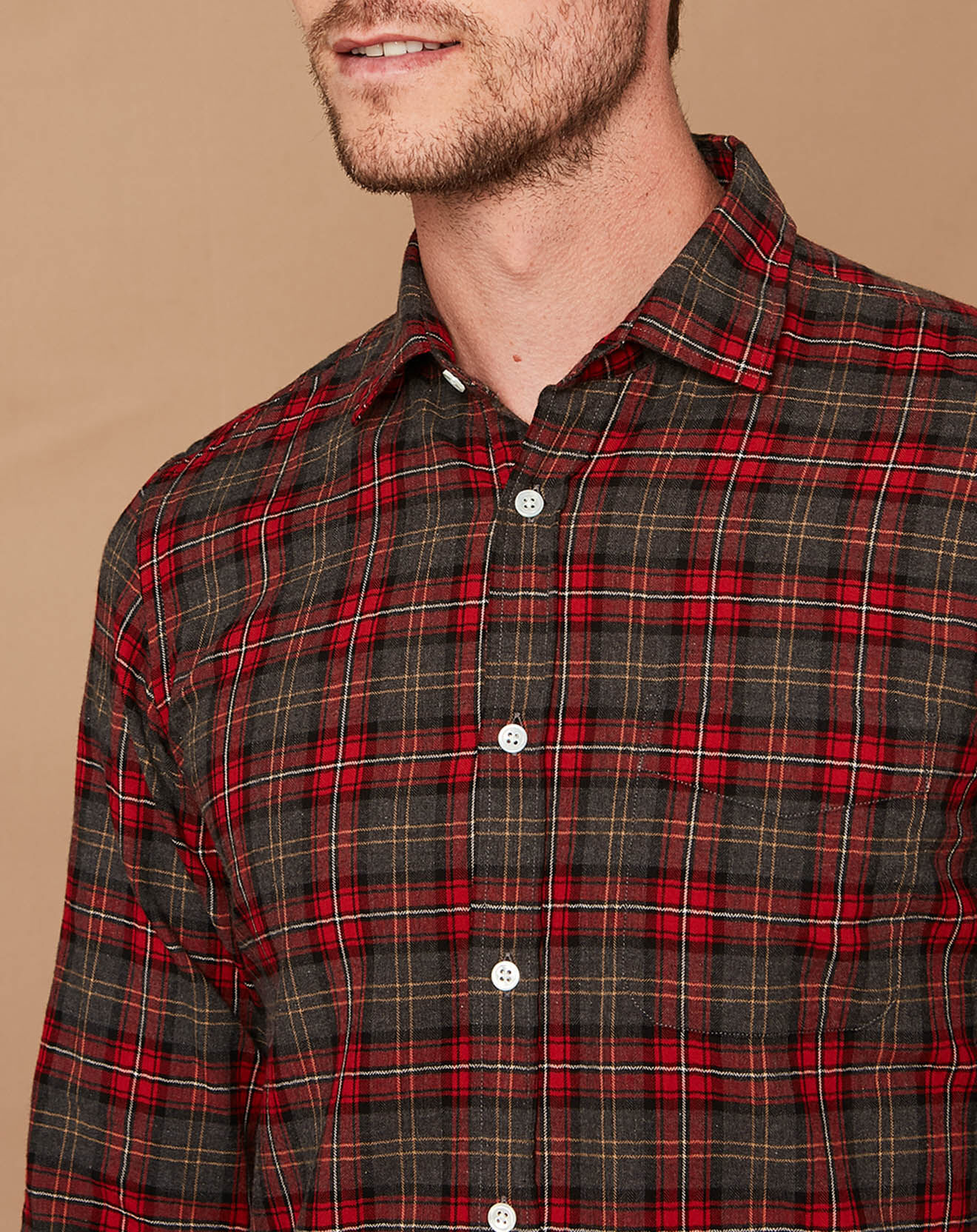 Hartford Chemise Slim Storm rouge/noir/écru/camel/gris