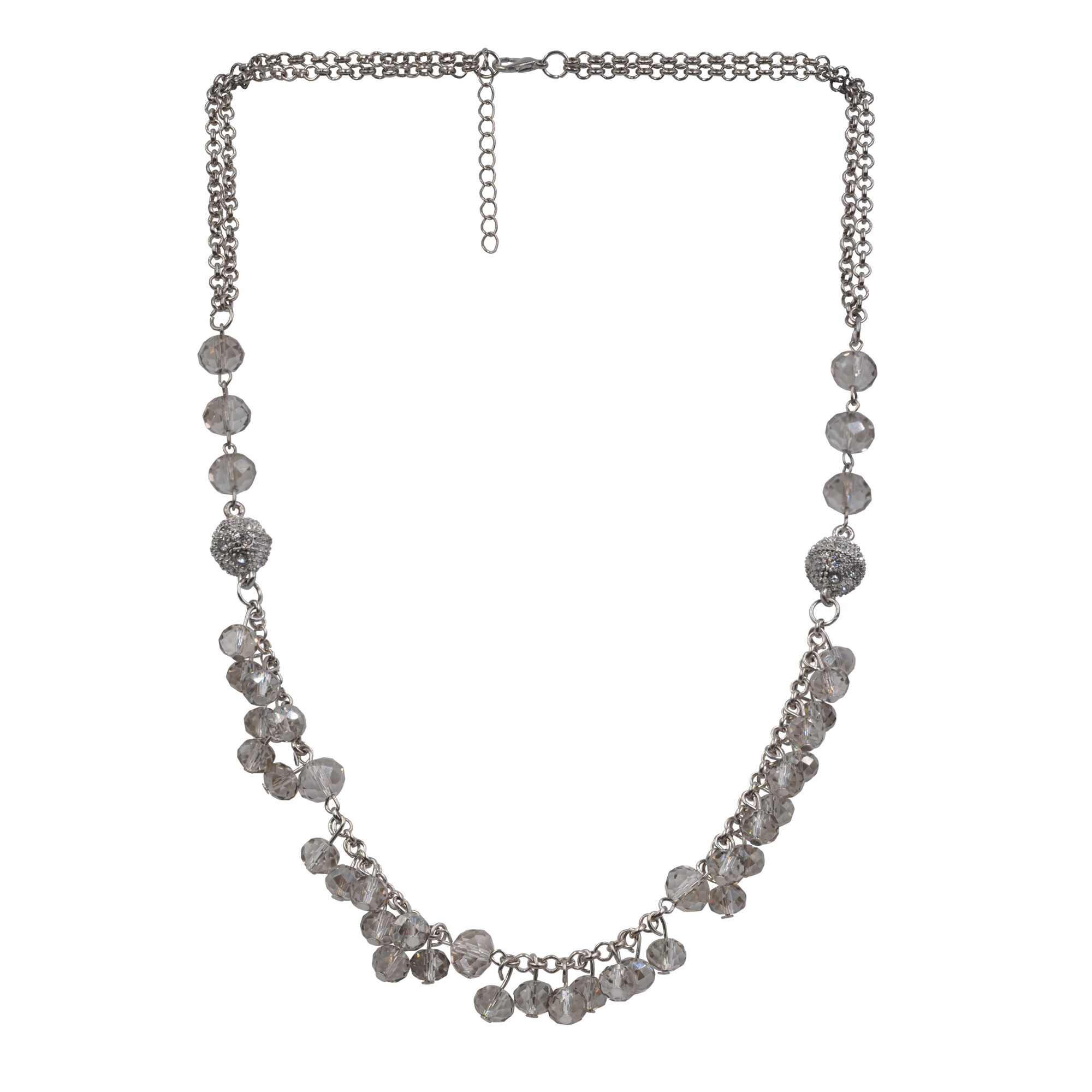 Steuer Modeschmuck Schmuckset Collier Armband silberfarben Ankerkette Glas Perle grau
