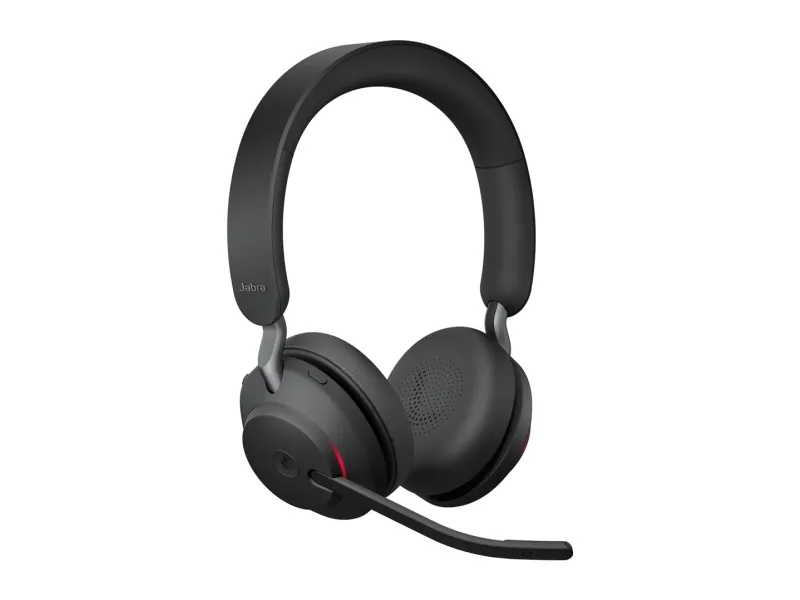 Jabra Evolve2 65 MS Stereo - Headset - på øret - Bluetooth - trådløs - USB-A - støjisolerende - sort - med opladningsstander - Certified for Microsoft Teams