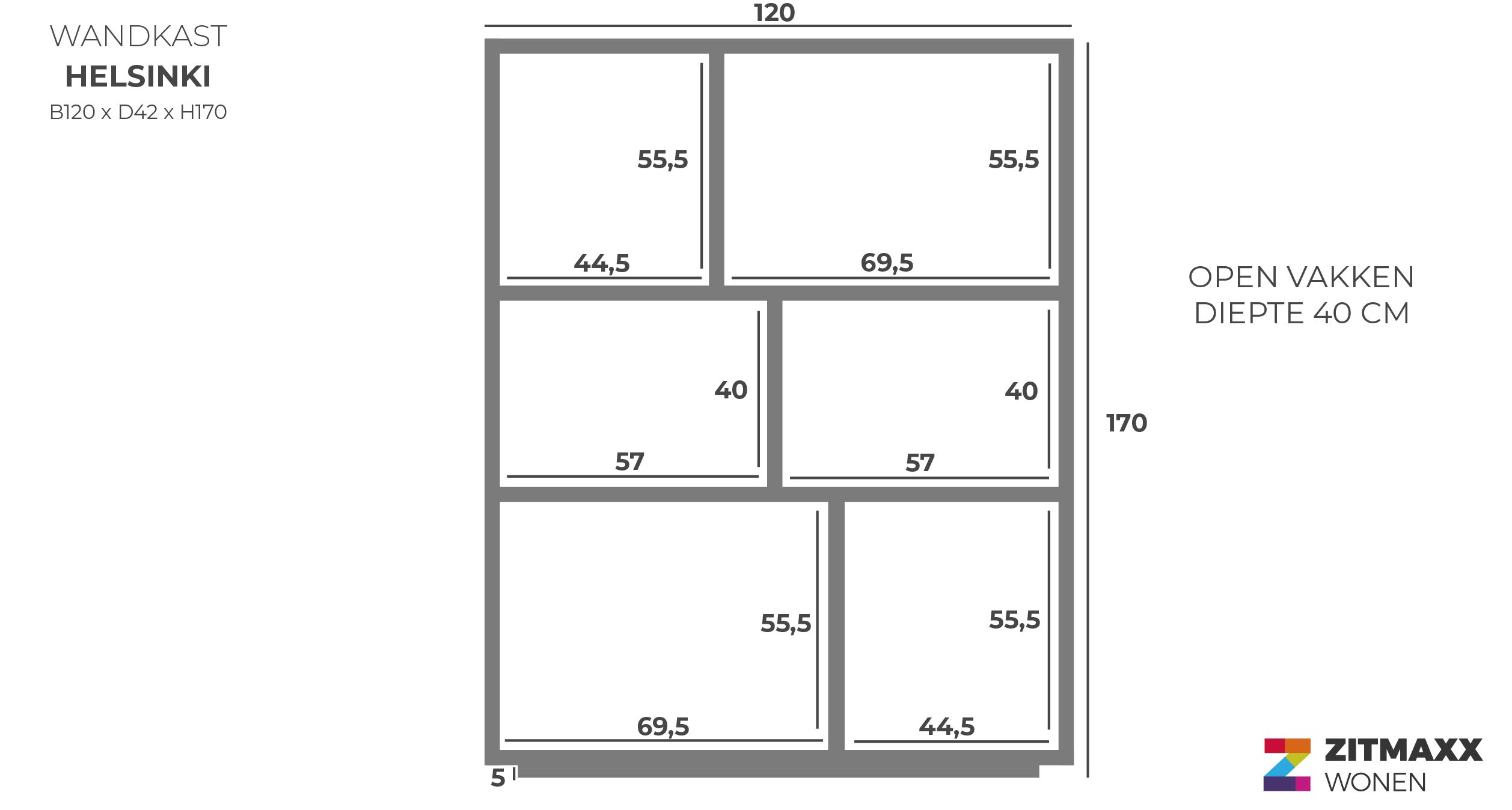 Kabinet 96279 Helsinki B120 x D42 x H170 cm