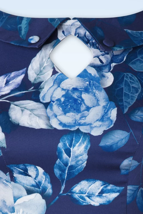 Hearts & Roses Dorothy swing jurk in blauw